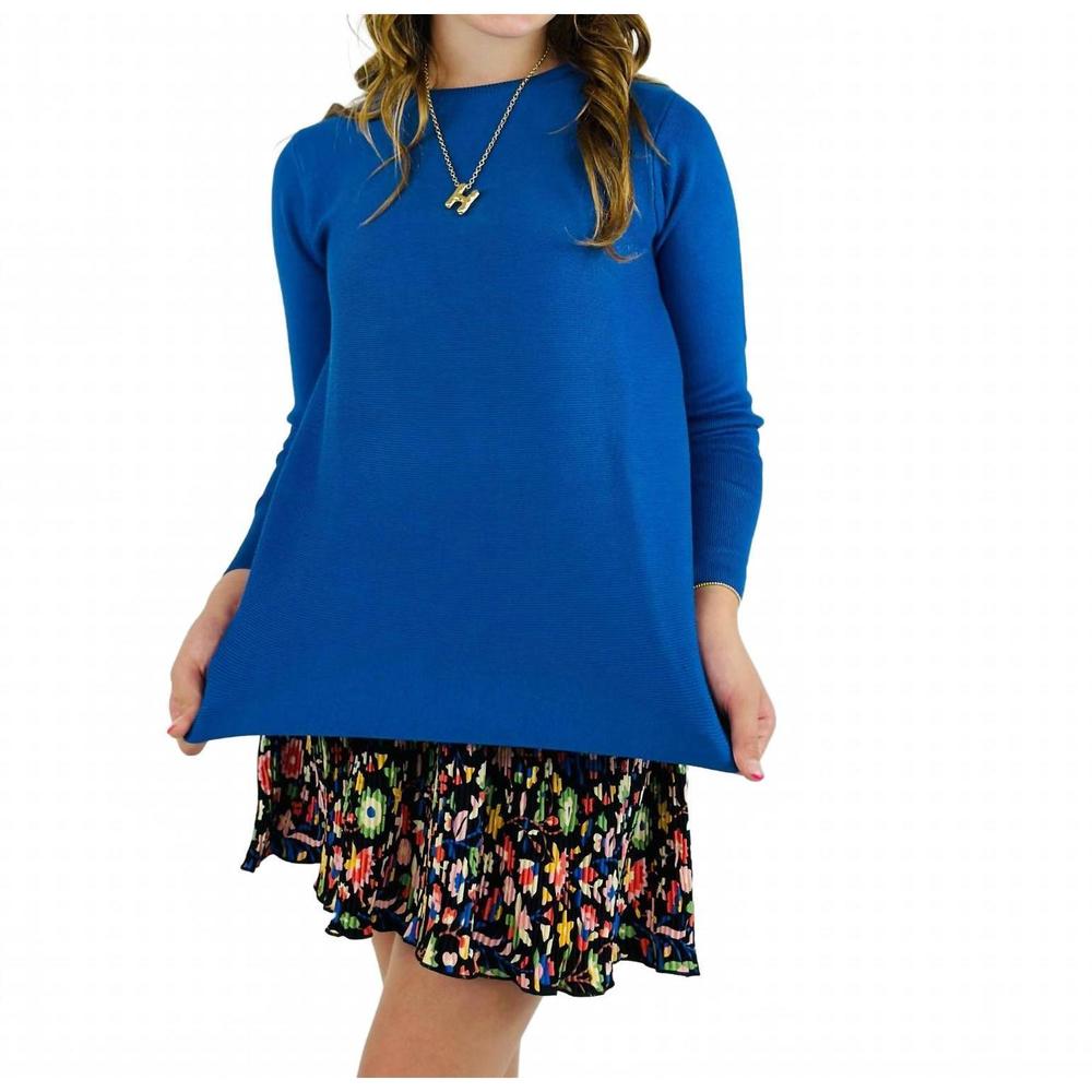 NEW COMPANIA FANTASTICA girl's boxy knit sweater in royal blue